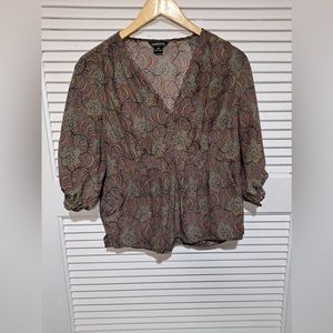 Moda international patterned silk blouse size sx